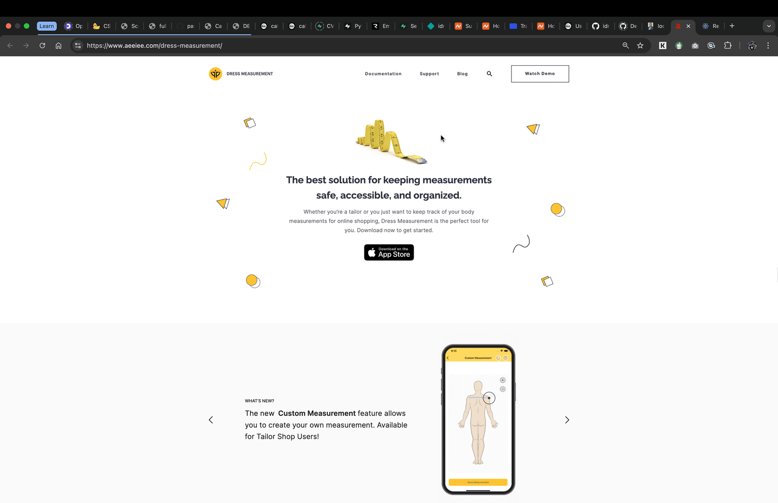 Screenshot or preview of Dress Measurement App project