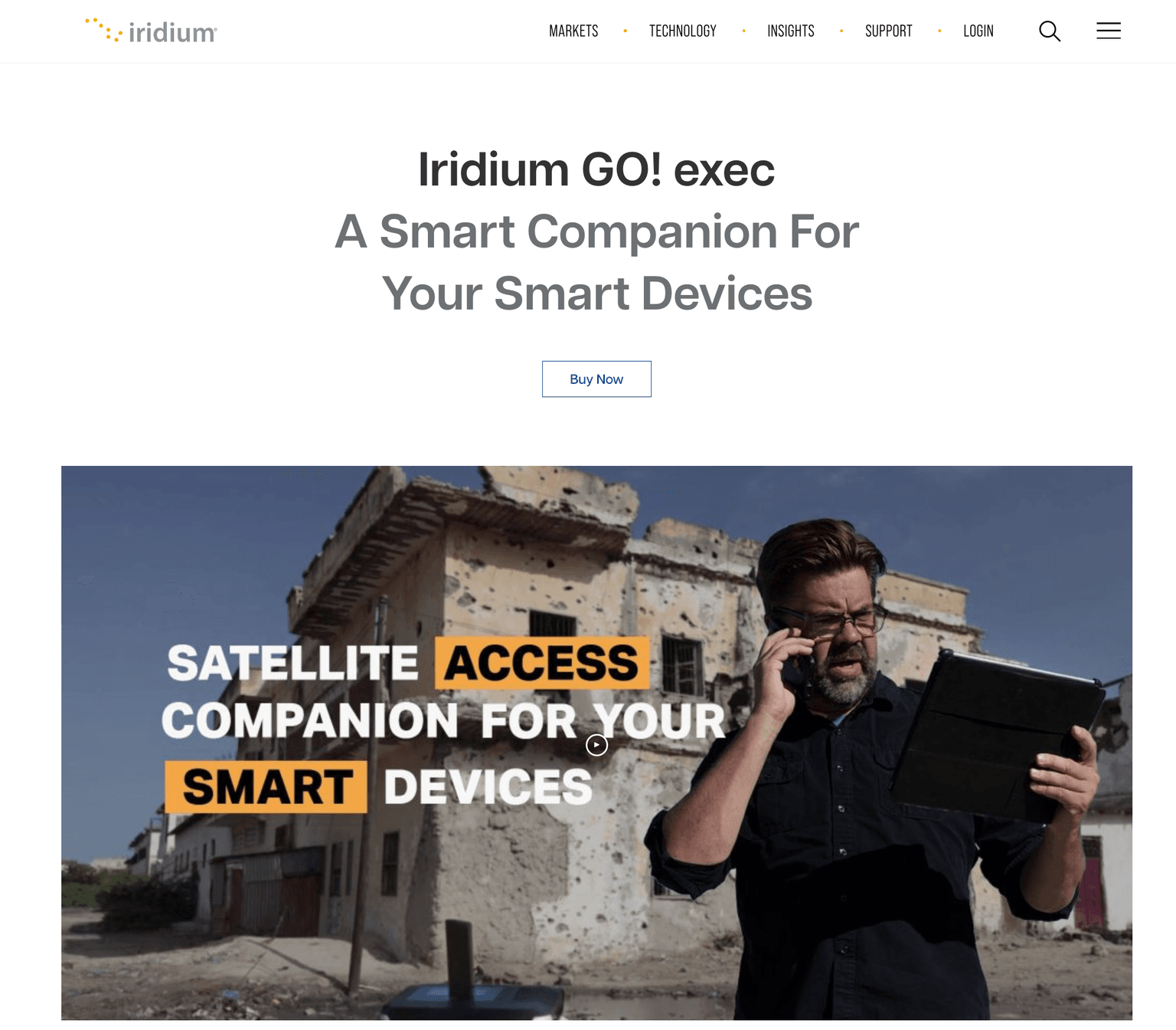 Screenshot or preview of Iridium Go Exec Product Page project